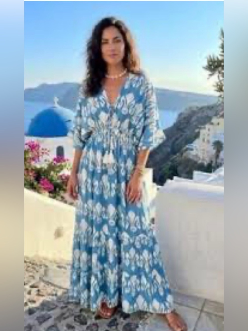 Zury Silk Blend Maxi Dress. Blue & white sz xL $60